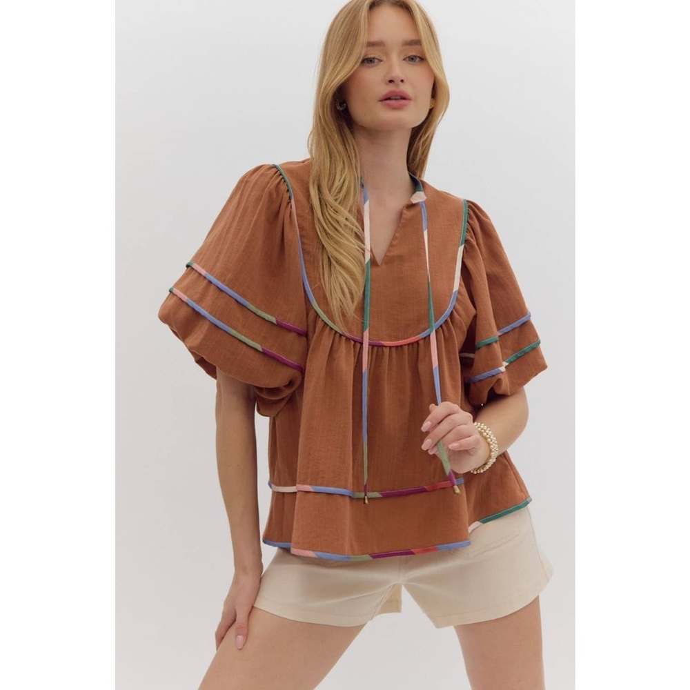 Caramel Colorful Puff Top
